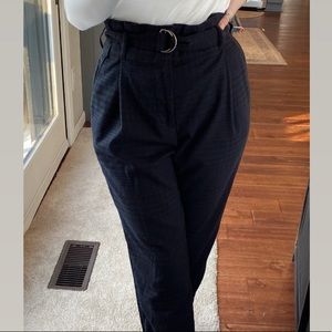 Black & blue striped pants - paper bag waist